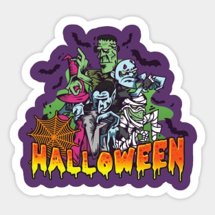 Happy Halloween Zombie Vampire and Monsters Sticker